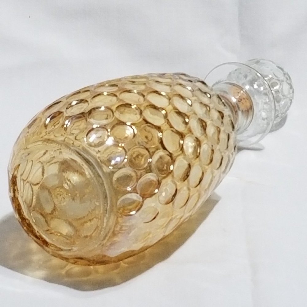 Old Forester Gold Iridescent Carnival Glass Thumbprint Liquor Bottle Decanter - Picture 5 of 6